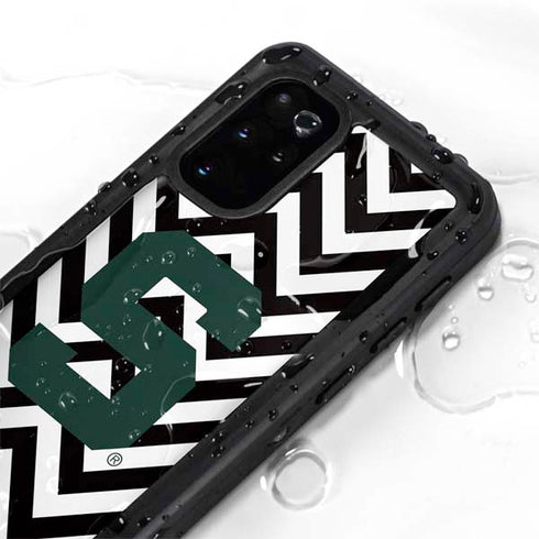 Michigan State University Spartans S Chevron Galaxy S20 Plus Waterproof Case