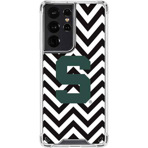 Michigan State University Spartans S Chevron Galaxy S21 Ultra 5G Clear Case