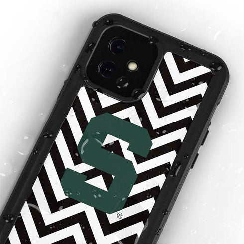 Michigan State University Spartans S Chevron iPhone 12 Mini Waterproof Case