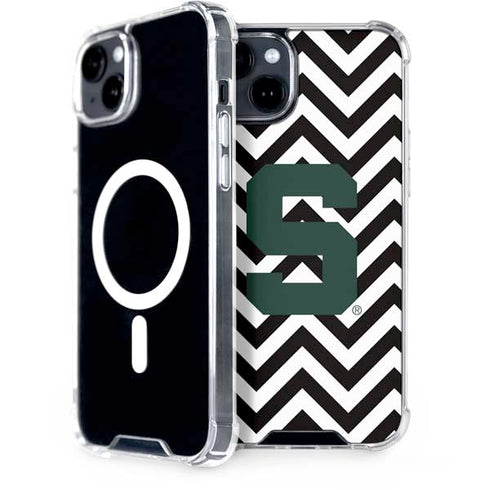 Michigan State University Spartans S Chevron iPhone 15 Plus MagSafe Case