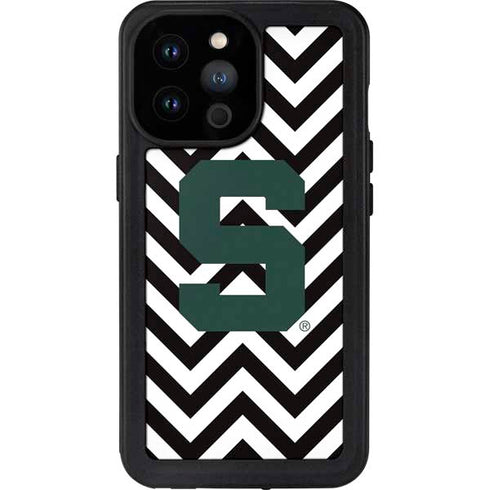 Michigan State University Spartans S Chevron iPhone 14 Pro Max Waterproof Case