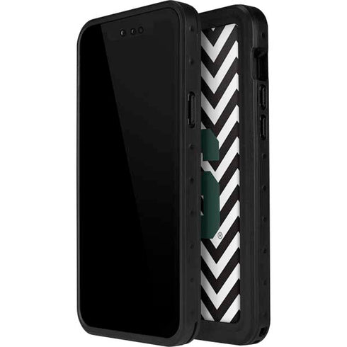 Michigan State University Spartans S Chevron iPhone 14 Pro Max Waterproof Case