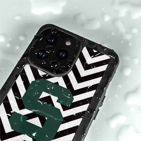 Michigan State University Spartans S Chevron iPhone 14 Pro Max Waterproof Case