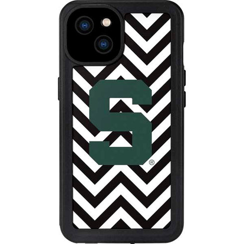 Michigan State University Spartans S Chevron iPhone 15 Plus Waterproof Case