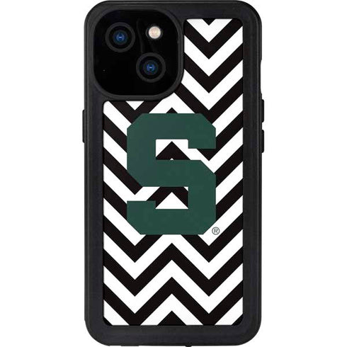 Michigan State University Spartans S Chevron iPhone 15 Waterproof Case