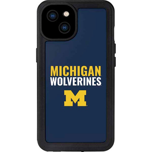 University of Michigan Wolverines M iPhone 15 Plus Waterproof Case