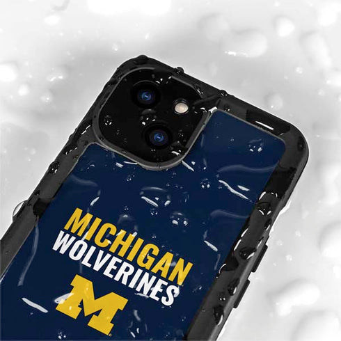 University of Michigan Wolverines M iPhone 15 Plus Waterproof Case