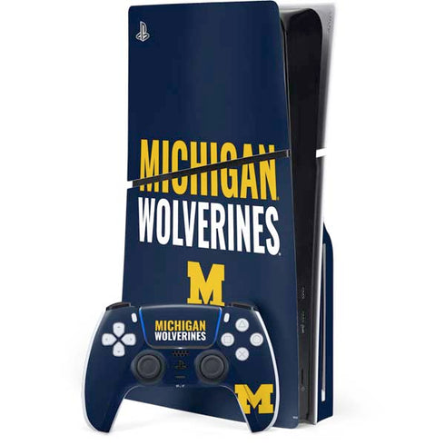 University of Michigan Wolverines M PS5 Slim Disk Bundle Skin