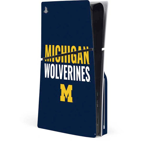 University of Michigan Wolverines M PS5 Slim Disk Console Skin