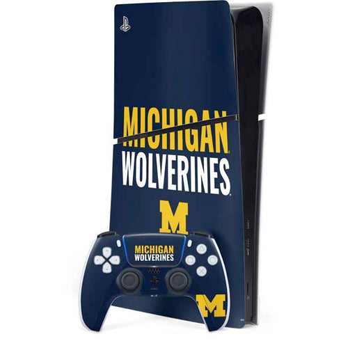 University of Michigan Wolverines M PS5 Slim Digital Edition Console Skin