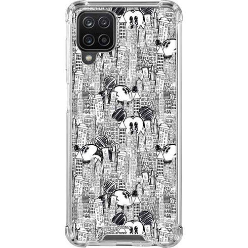 Disney Mickey Mouse Cityscape Sketch Galaxy A12 Clear Case