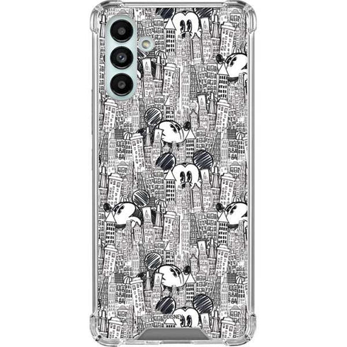 Disney Mickey Mouse Cityscape Sketch Galaxy A13 5G Clear Case