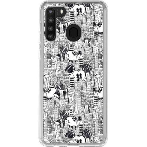 Disney Mickey Mouse Cityscape Sketch Galaxy A21 Clear Case
