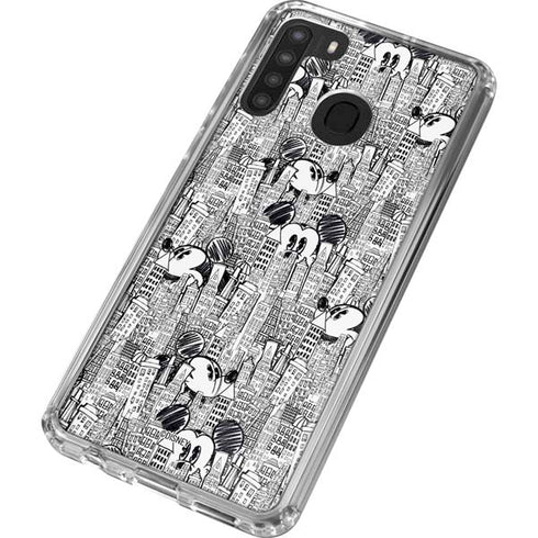 Disney Mickey Mouse Cityscape Sketch Galaxy A21 Clear Case