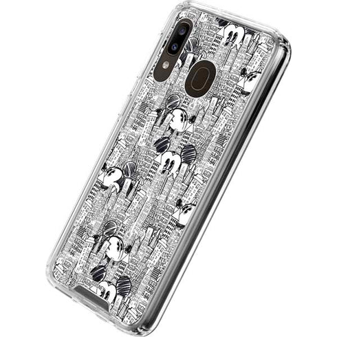 Disney Mickey Mouse Cityscape Sketch Galaxy A30 Clear Case