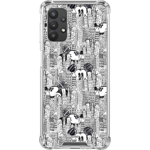 Disney Mickey Mouse Cityscape Sketch Galaxy A32 5G Clear Case