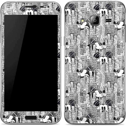 Disney Mickey Mouse Cityscape Sketch Galaxy J3 Skin