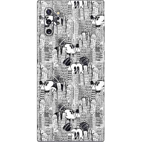 Disney Mickey Mouse Cityscape Sketch Galaxy Note 10 Plus Skin