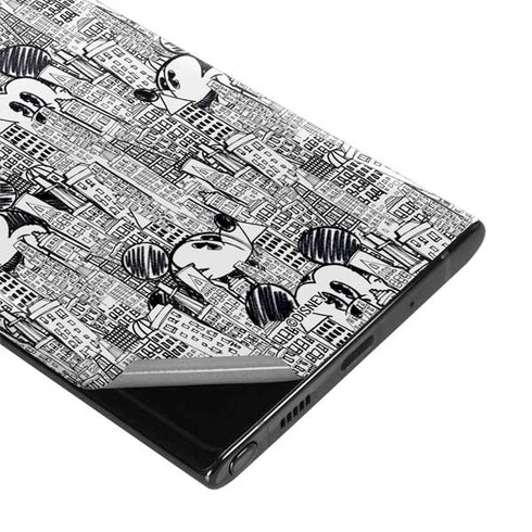 Disney Mickey Mouse Cityscape Sketch Galaxy Note 10 Plus Skin
