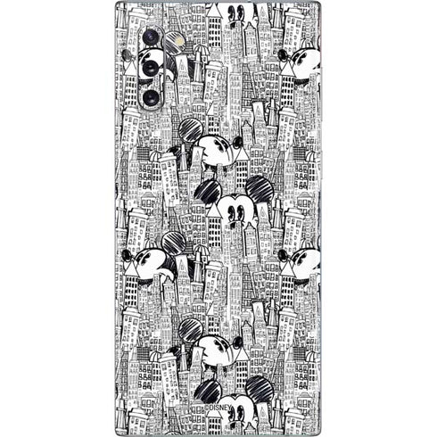 Disney Mickey Mouse Cityscape Sketch Galaxy Note 10 Skin