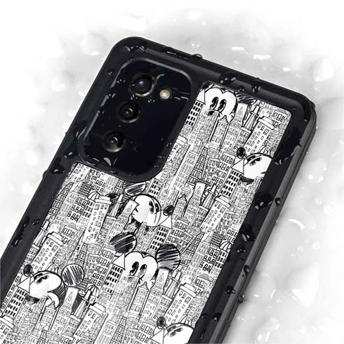 Disney Mickey Mouse Cityscape Sketch Galaxy Note20 5G Waterproof Case