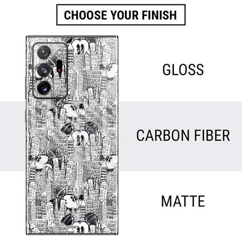 Disney Mickey Mouse Cityscape Sketch Galaxy Note20 Ultra 5G Skin