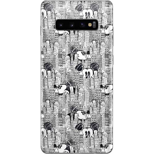 Disney Mickey Mouse Cityscape Sketch Galaxy S10 Plus Skin