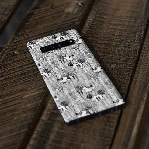 Disney Mickey Mouse Cityscape Sketch Galaxy S10 Plus Skin