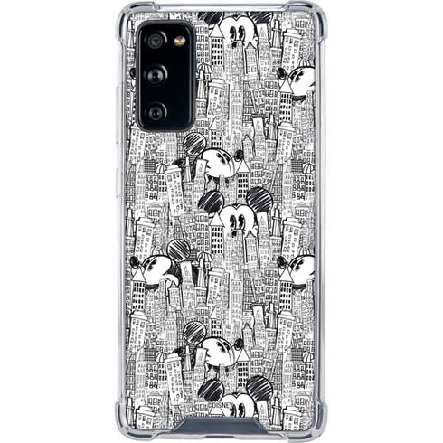 Disney Mickey Mouse Cityscape Sketch Galaxy S20 FE Clear Case