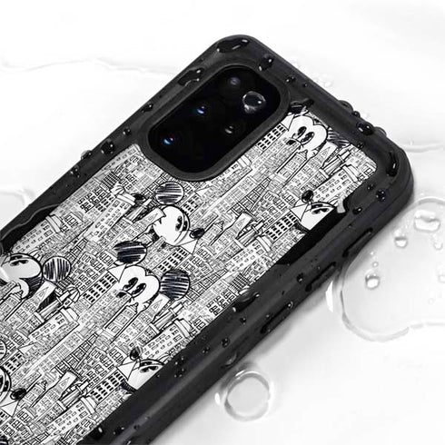 Disney Mickey Mouse Cityscape Sketch Galaxy S20 Plus Waterproof Case