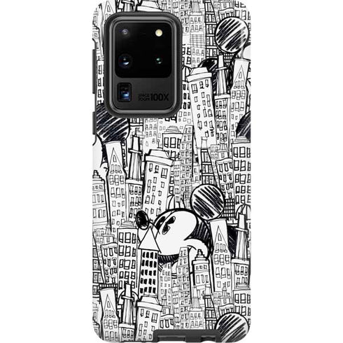 Disney Mickey Mouse Cityscape Sketch Galaxy S20 Ultra 5G Pro Case