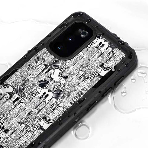 Disney Mickey Mouse Cityscape Sketch Galaxy S20 Waterproof Case