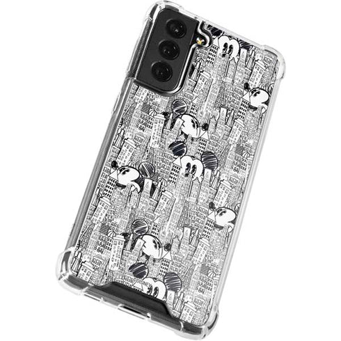 Disney Mickey Mouse Cityscape Sketch Galaxy S21 FE Clear Case