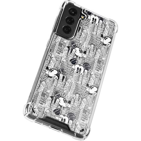 Disney Mickey Mouse Cityscape Sketch Galaxy S21 Plus 5G Clear Case
