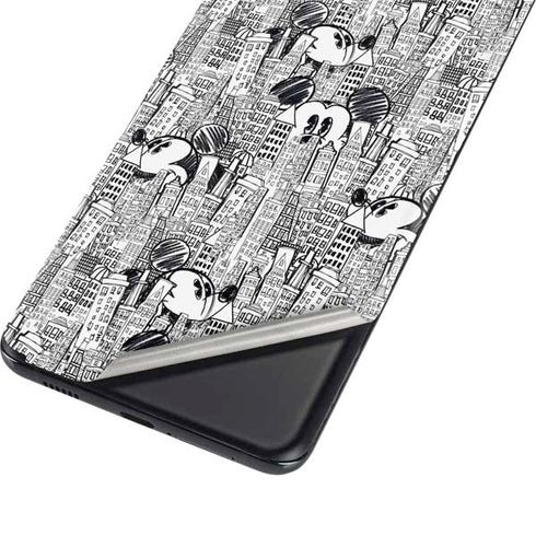Disney Mickey Mouse Cityscape Sketch Galaxy S21 Plus 5G Skin
