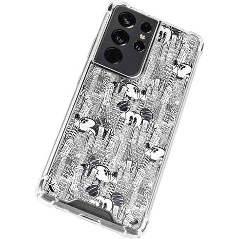 Disney Mickey Mouse Cityscape Sketch Galaxy S21 Ultra 5G Clear Case