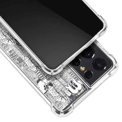 Disney Mickey Mouse Cityscape Sketch Galaxy S21 Ultra 5G Clear Case