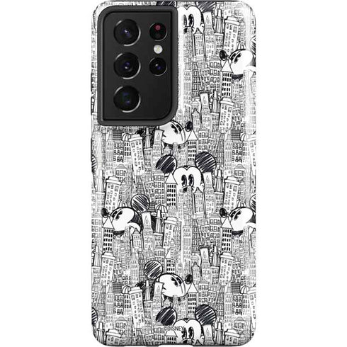 Disney Mickey Mouse Cityscape Sketch Galaxy S21 Ultra 5G Pro Case
