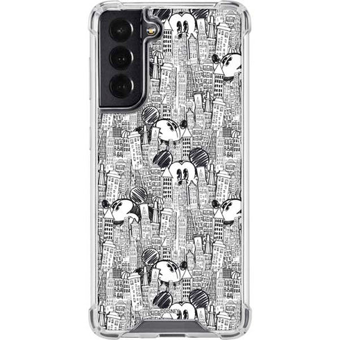 Disney Mickey Mouse Cityscape Sketch Galaxy S22 Clear Case