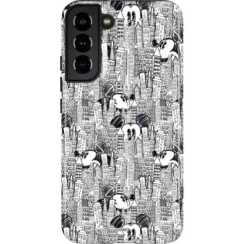 Disney Mickey Mouse Cityscape Sketch Galaxy S22 Plus Pro Case