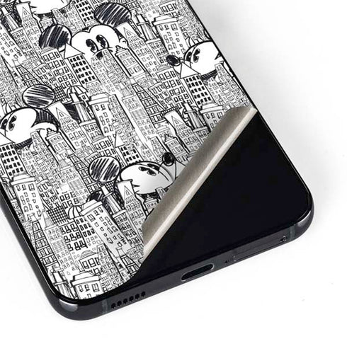 Disney Mickey Mouse Cityscape Sketch Galaxy S22 Plus Skin