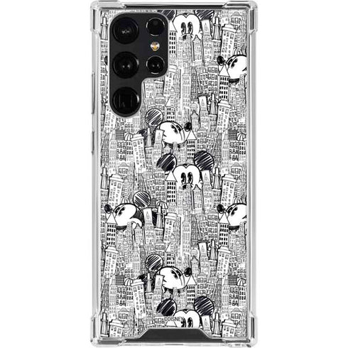 Disney Mickey Mouse Cityscape Sketch Galaxy S22 Ultra Clear Case