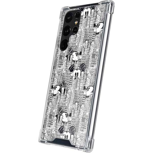 Disney Mickey Mouse Cityscape Sketch Galaxy S22 Ultra Clear Case