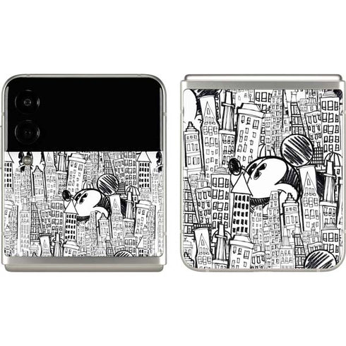 Disney Mickey Mouse Cityscape Sketch Galaxy Z Flip3 5G Skin
