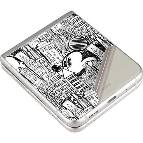 Disney Mickey Mouse Cityscape Sketch Galaxy Z Flip3 5G Skin
