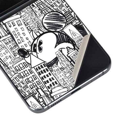 Disney Mickey Mouse Cityscape Sketch Galaxy Z Flip5 5G Skin