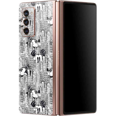 Disney Mickey Mouse Cityscape Sketch Galaxy Z Fold2 5G Skin