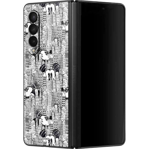 Disney Mickey Mouse Cityscape Sketch Galaxy Z Fold3 5G Skin