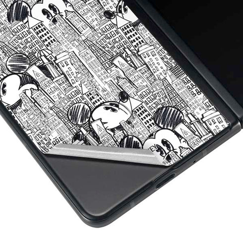 Disney Mickey Mouse Cityscape Sketch Galaxy Z Fold3 5G Skin