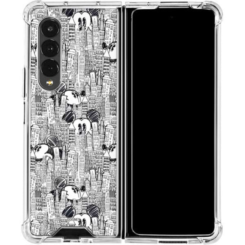 Disney Mickey Mouse Cityscape Sketch Galaxy Z Fold4 5G Clear Case